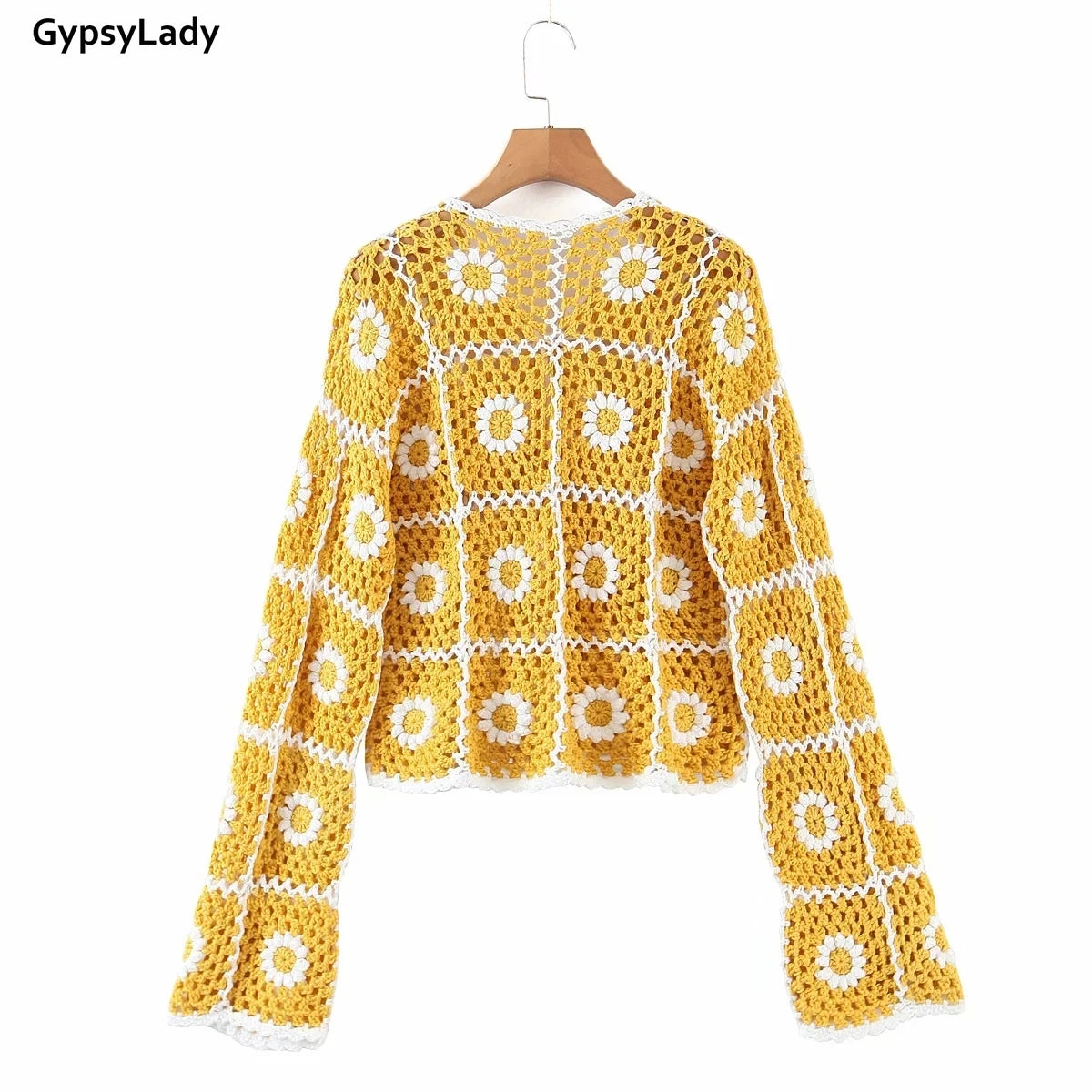 GypsyLady Boho Crochet Jacket Sweater Handmade Floral Knitted Hollow Out Women  Jackets Outwear Hippie Chic Ladies Female Top