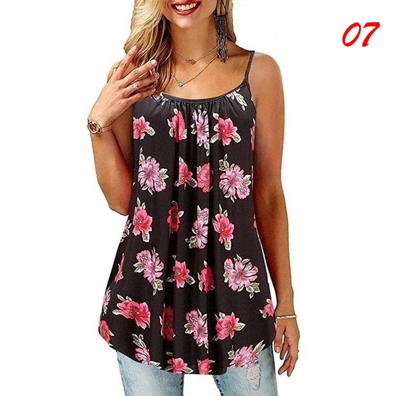 New Women Floral Printed Dress Sleeveless Fashion Bohemian Flower Loose Midi Beach Sundress Casual Female Dress