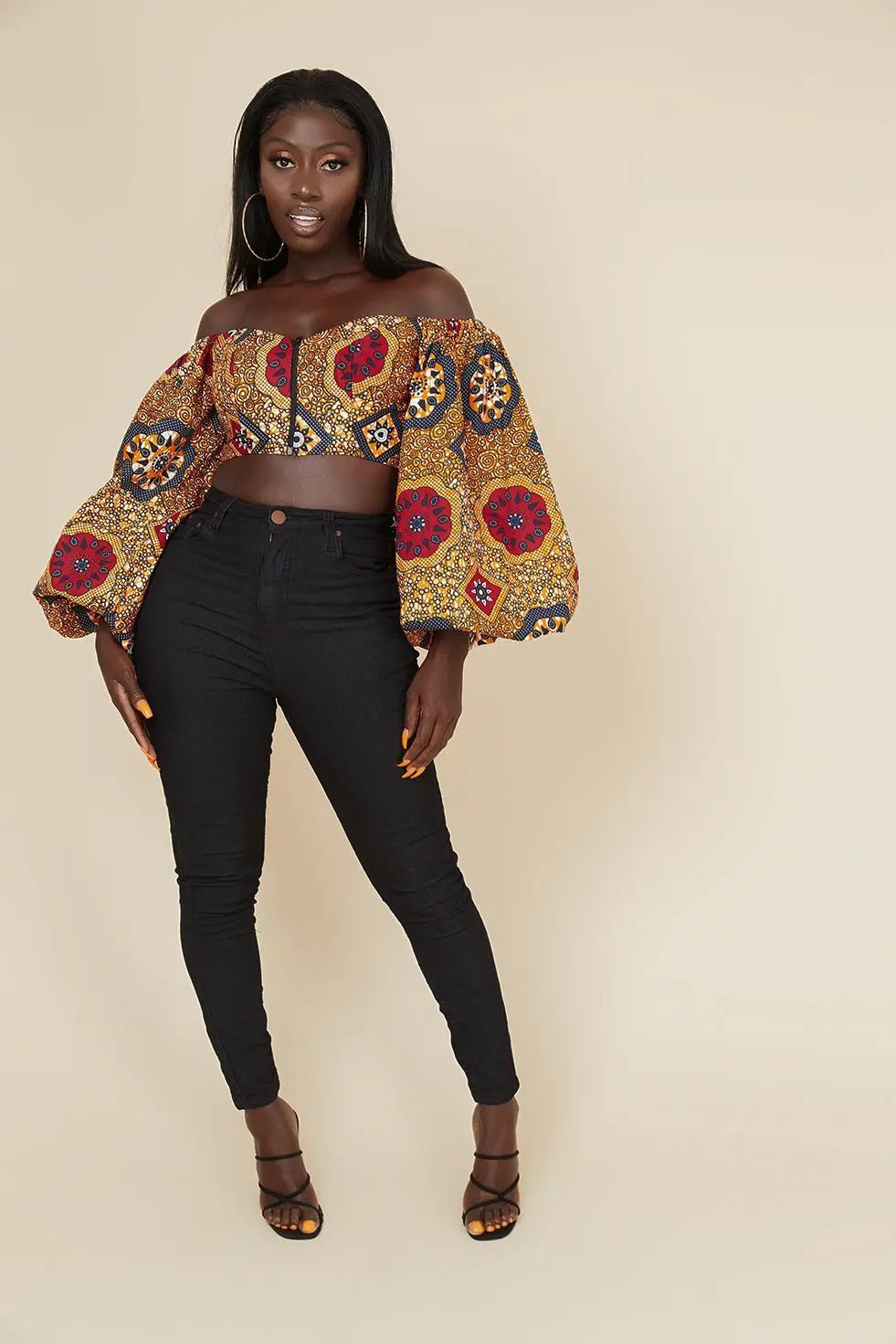 Lady African Ankara Dubai Kaftan Arab Bazin Tops Bohemian Print Retro Fashion Sexy Shirts Women Clothing Lantern Sleeve Blouse