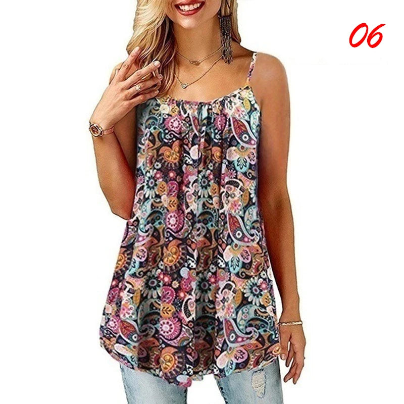 New Women Floral Printed Dress Sleeveless Fashion Bohemian Flower Loose Midi Beach Sundress Casual Female Dress