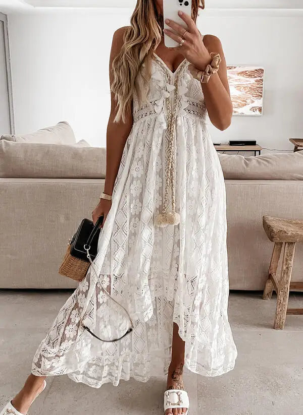 Summer White Dress For Woman 2023 Trendy Casual Beachwear Cover-ups Outfits New Boho Hippie Chic Long Maxi Dresses Elegant Party