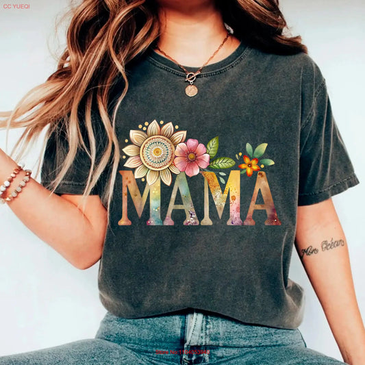 Comfort Colors Floral Boho Mama T shirt For Mothers Day New Mom long or short sleeves