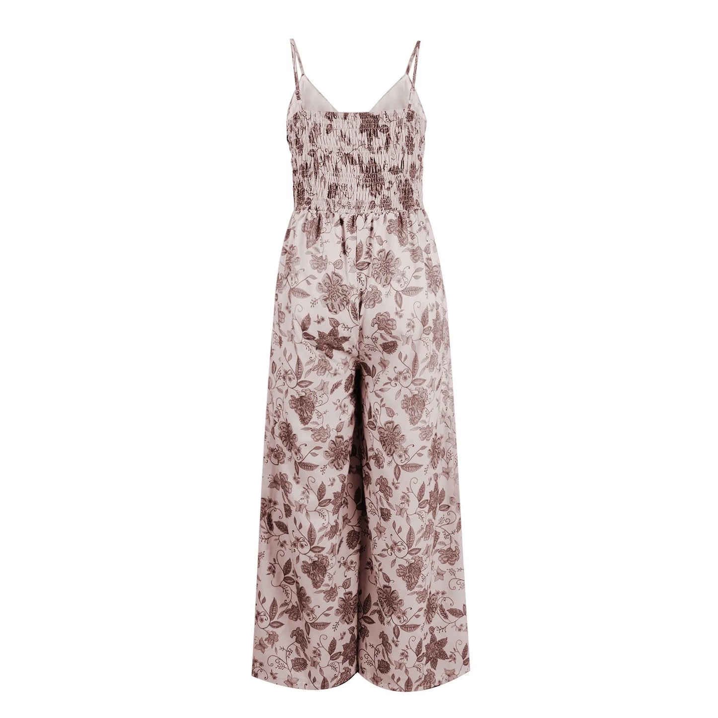 Women Summer Sexy Floral Print Jumpsuits Boho Sleeveless Wide Leg Long Overalls Rompers Female Loose Overalls Jumpsuit